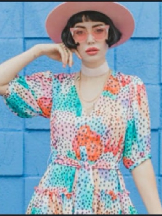 Traffic People Dresses & Skirts - Traffic People Art To Wear Retro Polka Dot Tiered Ruffle V-Neck Dress Size XS